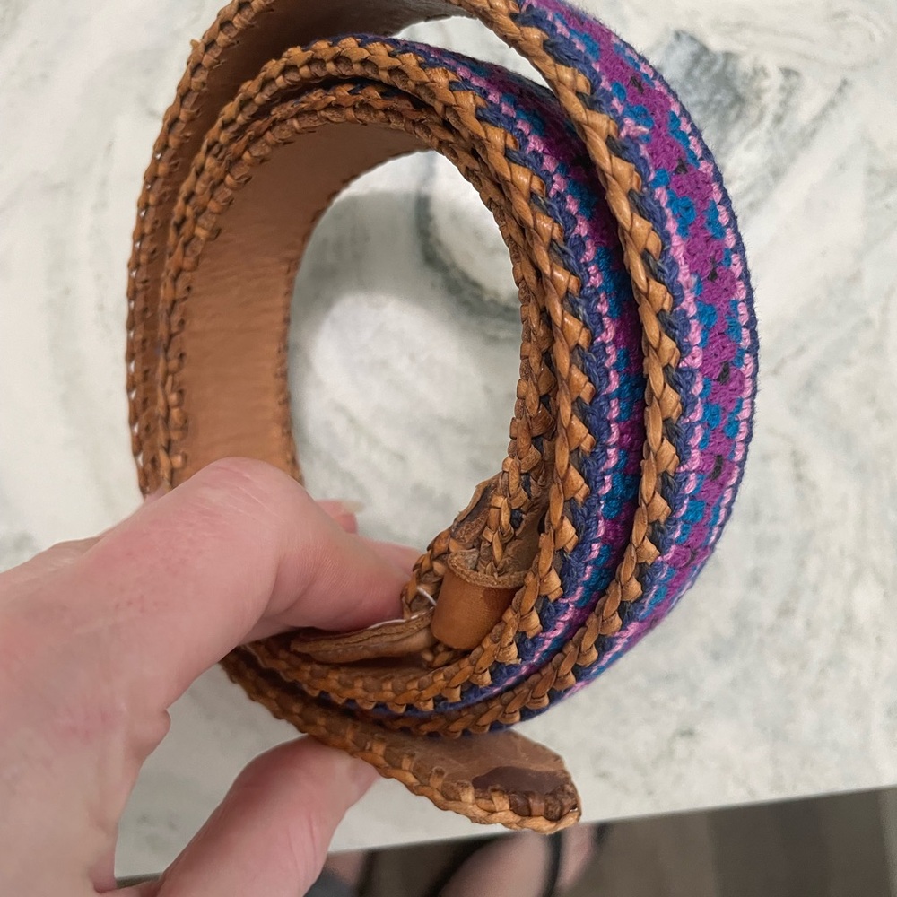1970’s Vintage Tan and Purple Braided Belt with Layered Design